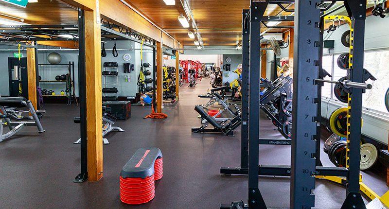 image of fitness floor with weight machines and weights