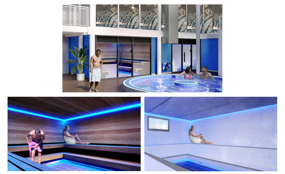 concept designs of West Wave's Sauna and Steam room upgrade